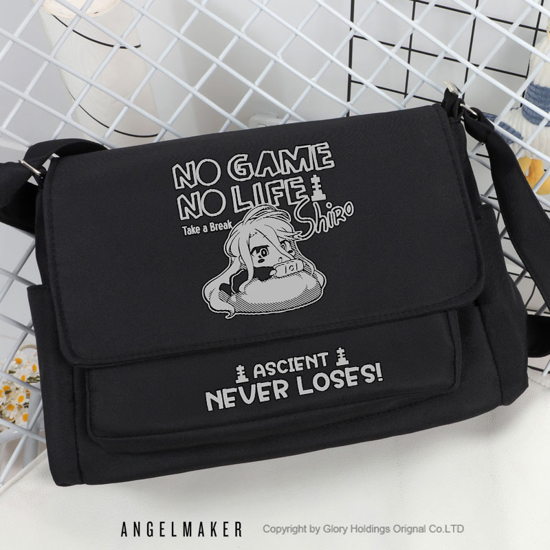 游戏人生周边Shiro空白同人 二次元单肩斜挎包上课通勤补课包学生