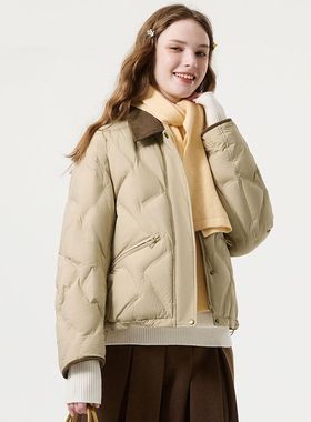 2025冬季新款棉服女短款翻领轻薄保暖外套时尚巴恩风冬装QD82505