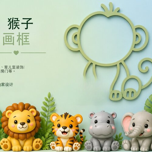 猴子3D打印可爱儿童房装饰画