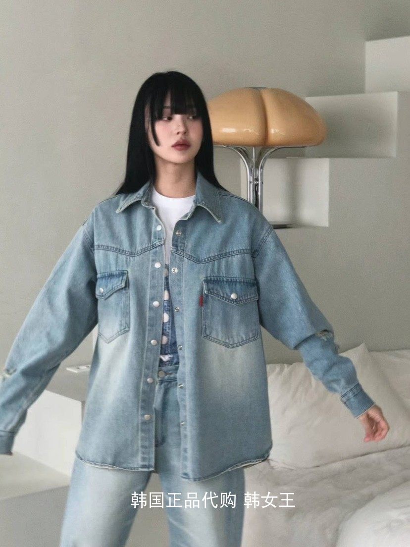 REPELLER-PARTYSU韩国代购2024春款女装 牛仔衬衫+牛仔裤时尚套装