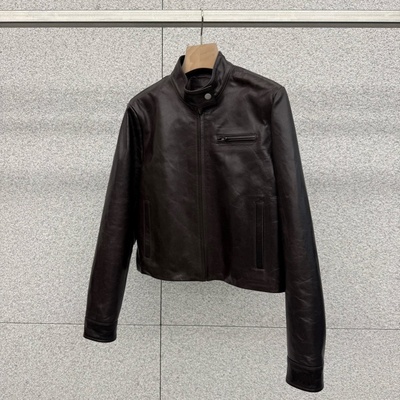 AT THE BAGEL韩国代购2025秋新款意大利羊皮帅气机车皮夹克外套女