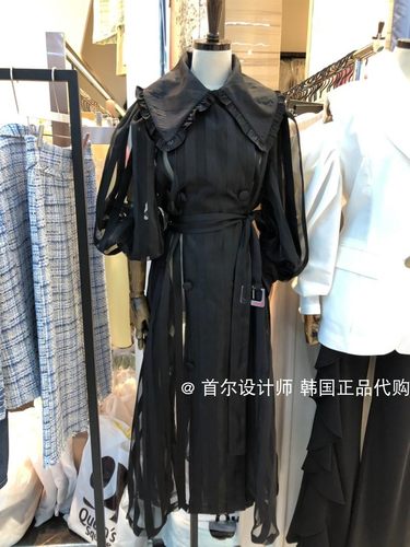 韩国风衣透视纯色小众大衣外套