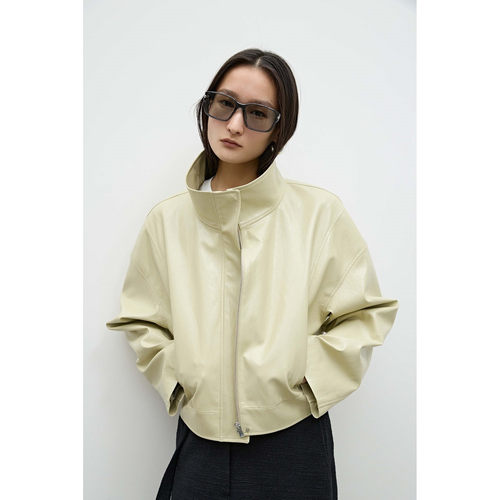 BLOSSOM韩国代购2026春装 小红叔设计师款立领短款PU皮衣外套女