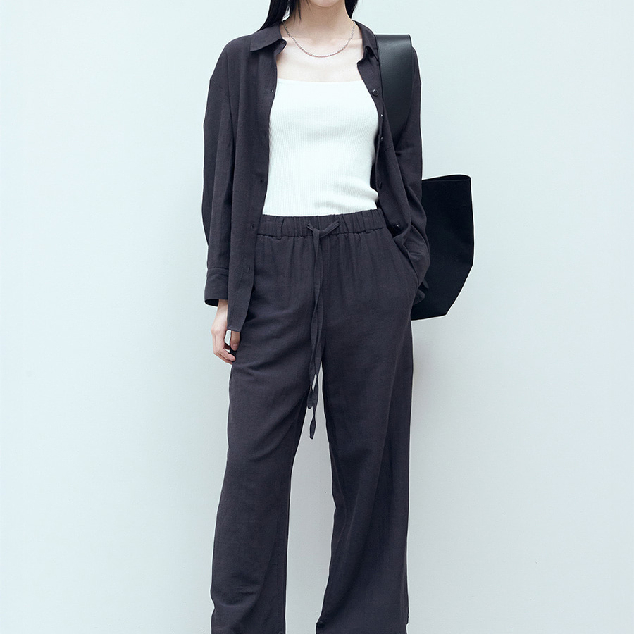 BLOSSOM韩国代购2025夏季新款女装 百搭舒适抽绳松紧腰薄休闲长裤