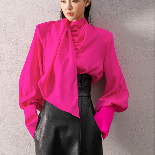 长袖DINT设计师款围巾领长袖衬衫