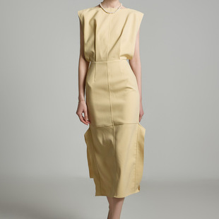 复古设计感船领无袖 女装 连衣裙长裙D9530 2025春款 DINT韩国代购