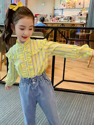Autumn cotton girl shirt long sleeve spring and autumn foreign style shirt top Korean shirt big Children Fashion 2021 new children