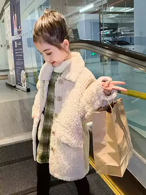 Girls ' velvet thickened coat Lamb hair Autumn and winter Children's Foreign school children's Korean version of the little children's coat