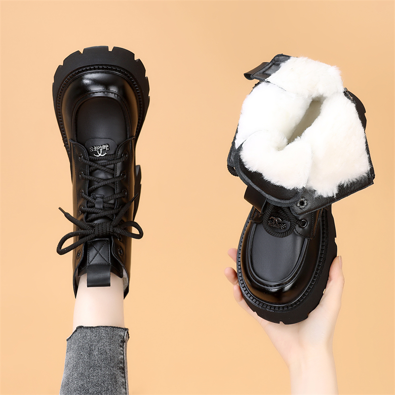 加绒加厚雪地靴女皮毛一体2025冬季新款厚底马丁靴短靴羊毛大棉鞋