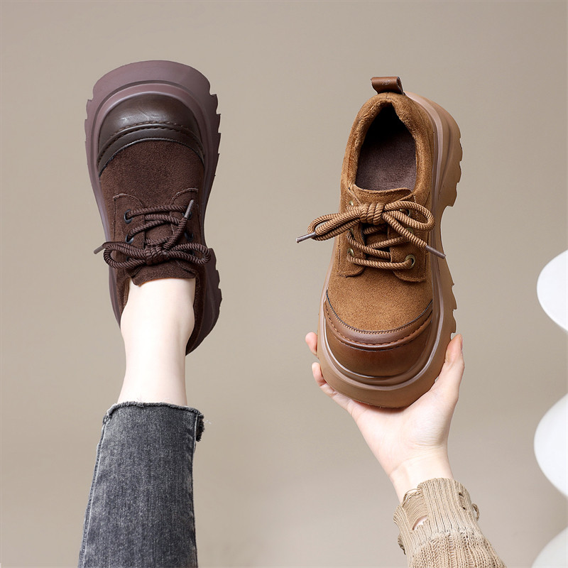 小个子增高厚底勃肯乐福鞋女2026春季新款英伦系带软底轻便小皮鞋,女鞋,乐福鞋（豆豆鞋）,淘宝优惠券,粉丝福利购,淘宝优惠卷