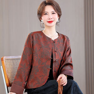妈妈外套女2026春季新款高级感中老年短款新中式开衫春装薄款上衣
