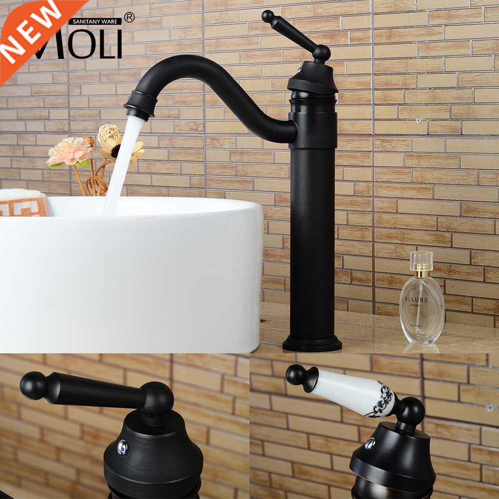 Vintage Style Bronze Black Bathroom Sink Faucets Deck Mount