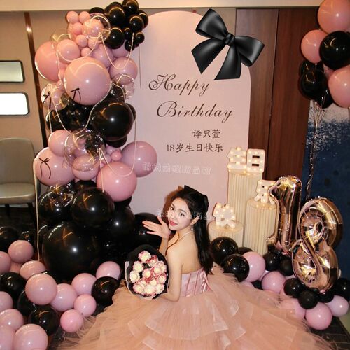 粉色女孩18岁生日布置装饰气球