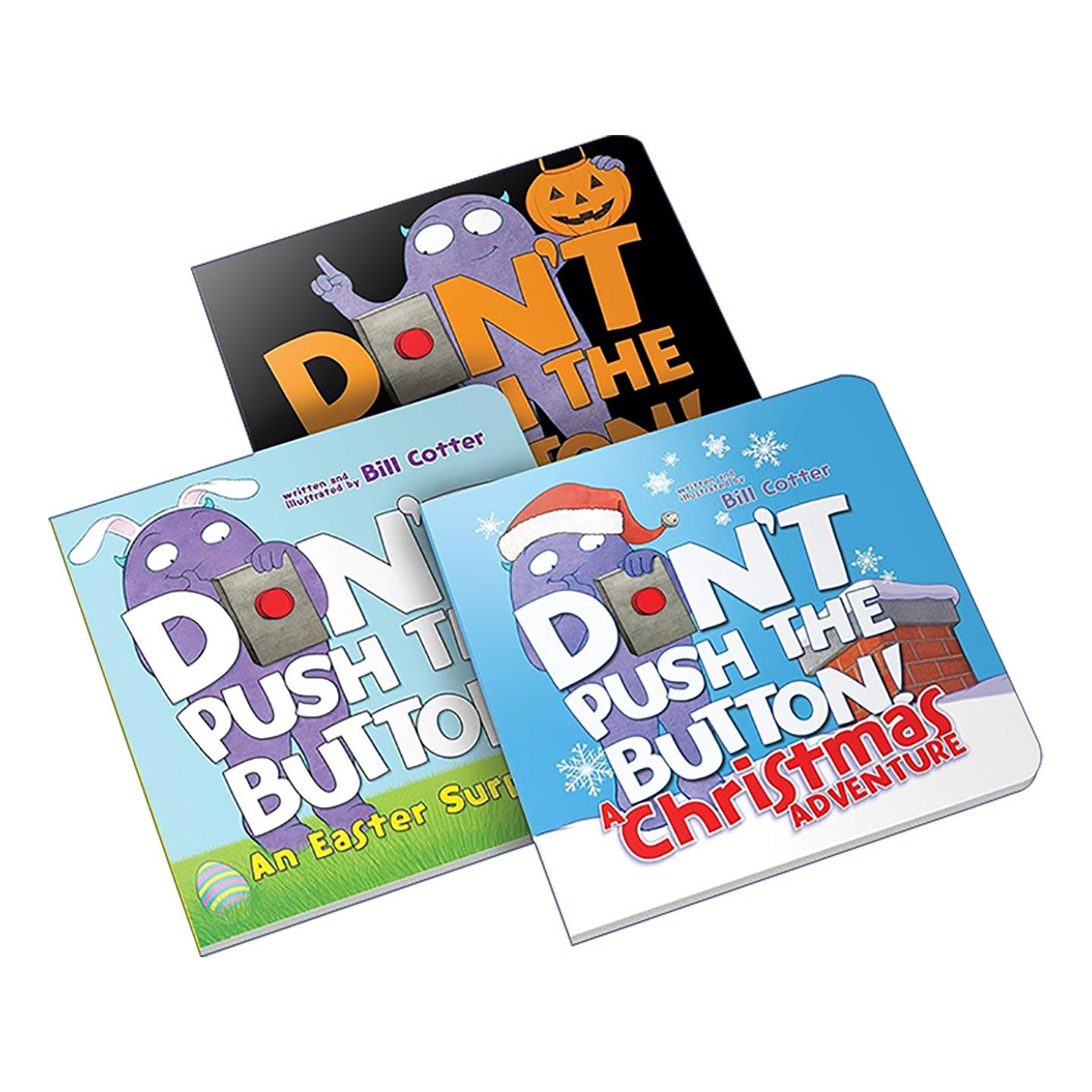 英文原版 Don't Push the Button Holiday Gift Set 不要按这个按钮礼物套装 圣诞 万圣节 复活节三册 儿童游戏互动绘本 纸板书