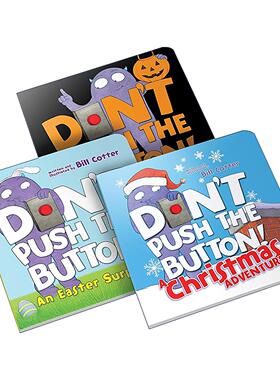 英文原版 Don't Push the Button Holiday Gift Set 不要按这个按钮礼物套装 圣诞 万圣节 复活节三册 儿童游戏互动绘本 纸板书