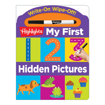 英文原版 Write-On Wipe-Off My First 123 Hidden Pictures 可写可擦 亮点幼儿儿童数字启蒙认知绘本纸板书 游戏活动书 进口书籍