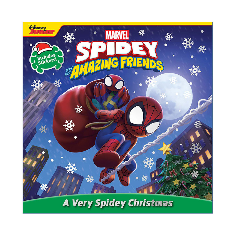 英文原版 Spidey and His Amazing Friends A Very Spidey Christmas 蜘蛛侠和他的神奇朋友 圣诞节漫威故事 附贴纸 Steve Behling