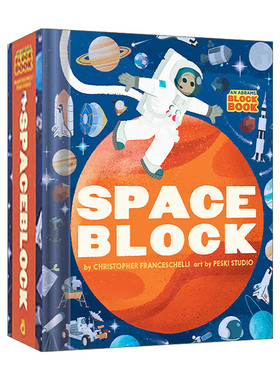 英文原版 Spaceblock An Abrams Block Book 太空书 儿童宇宙科普百科绘本 纸板书 Christopher Franceschelli 英文版 进口英语书
