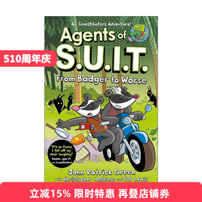 英文原版 InvestiGators Agents of S.U.I.T. From Badger to Worse 鳄鱼侦查员外传2 儿童全彩爆笑漫画故事书 进口英语原版书籍