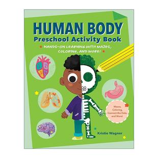 Activity 儿童学前活动书 Human Preschool 提高动手能力 英文原版 隐藏图片 Book Body 迷宫 益智游戏 人体科普 英文版 填色