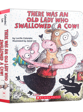英文原版 There Was an Old Lady Who Swallowed a Cow 有个老婆婆吞了一头牛 纸板书绘本 英文版 进口英语原版书籍