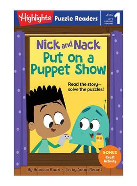 英文原版 Nick and Nack Put on a Puppet Show Highlights Puzzle Readers Level 1 尼克与纳克系列 表演木偶戏 故事与益智谜题