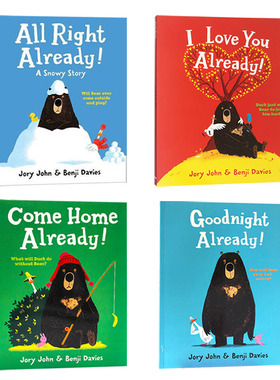 本吉戴维斯绘本4册套装 英文原版 Goodnight Come Home I Love You All Right Already 大熊与鸭子系列 儿童英语启蒙图画故事书