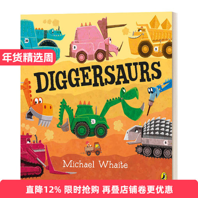 英文原版绘本 Diggersaurs 忙碌的恐龙工程车 英文版 进口英语原版书籍