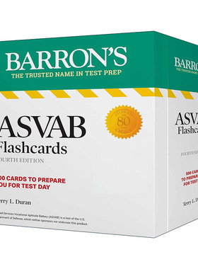 英文原版 ASVAB Flashcards 巴朗 美国参军入伍考试 闪卡 第4版 英文版 进口英语原版书籍