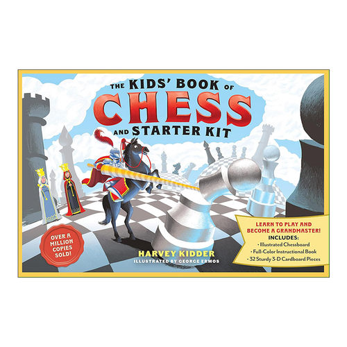 英文原版 The Kids’Book of Chess and Starter Chess Set 儿童国际象棋书和初级国际象棋套装 含棋盘 全彩教材 32个3D纸板片