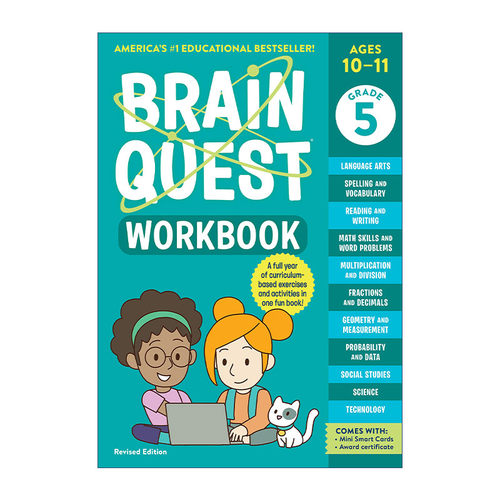 英文原版 Brain Quest Workbook 5th Grade 大脑任务练习册五年级 美国学前小学生全科练习册 英文版 进口英语原版书籍