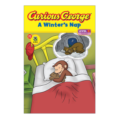 英文原版 Curious George A Winter's Nap 冬眠动物的故事 好奇猴乔治分级读物Level 1 英文版 进口英语原版书籍