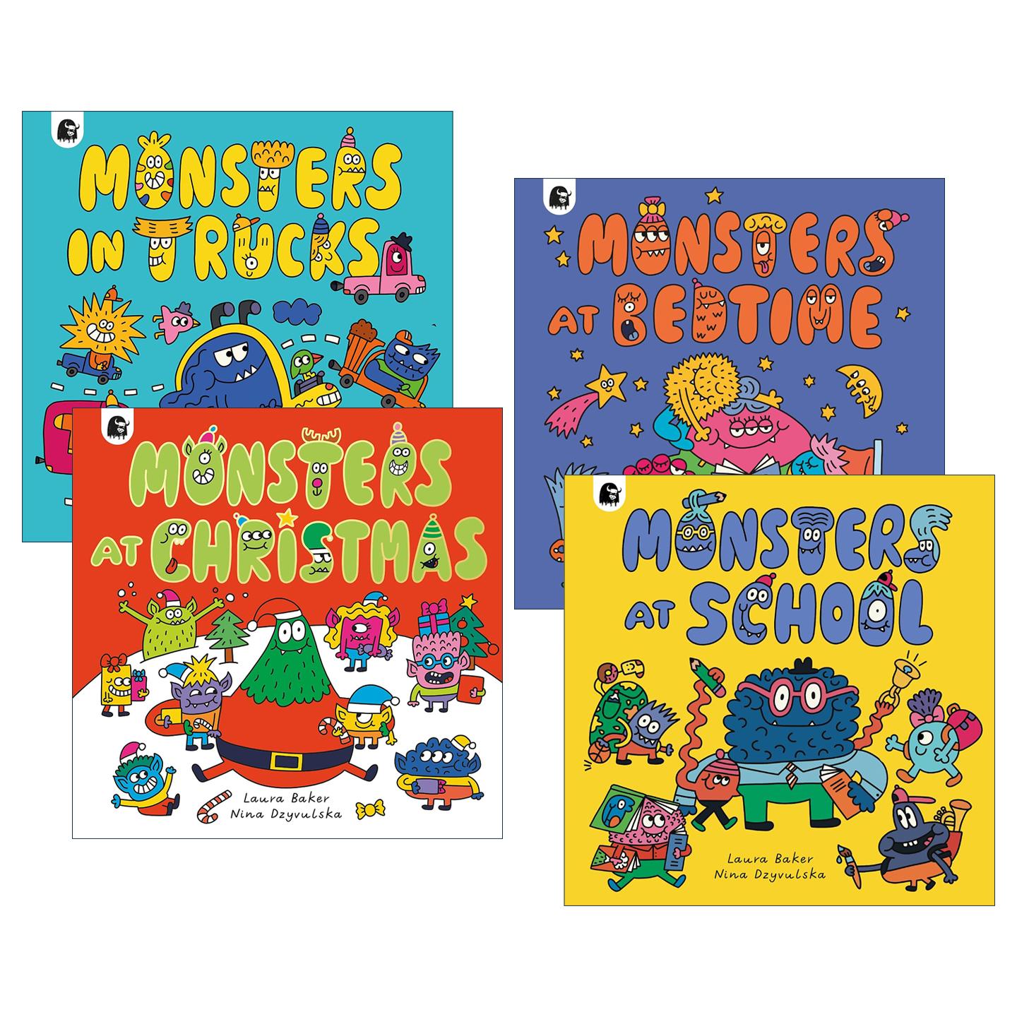 英文原版 Monsters at Bedtime 混乱的怪物城系列4册 儿童幽默趣味绘本 圣诞节的怪物 卡车里的怪物 英文版 进口英语原版书籍