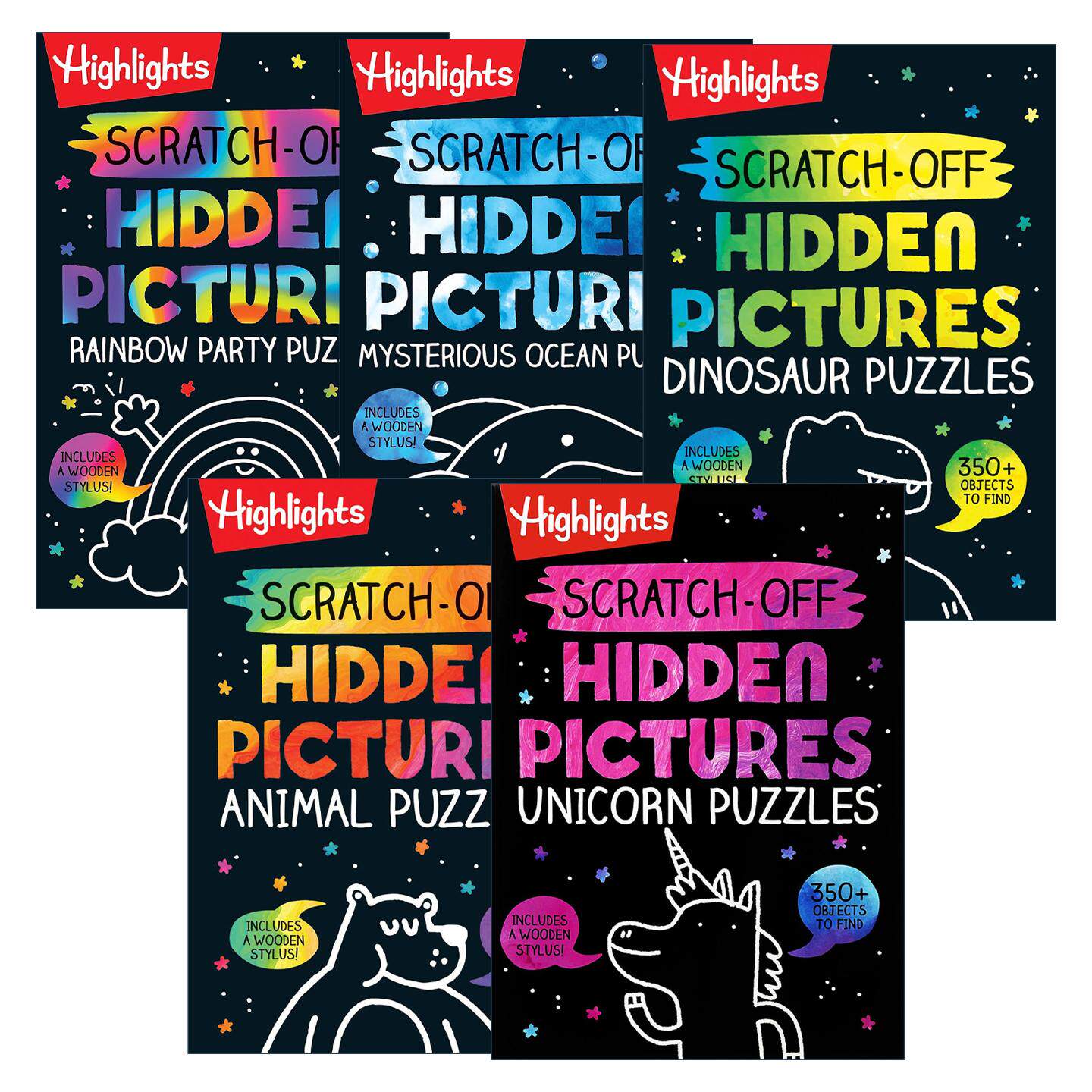 英文原版 Highlights Scratch-Off Activity Books 刮一刮解开隐藏图片中的谜题系列5册 Highlights亮点儿童趣味游戏活动书 进口书
