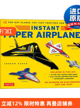英文原版 Instant Paper Airplanes Kit 儿童纸飞机折纸工具包 含全彩说明书指南 英文版 进口英语原版书籍