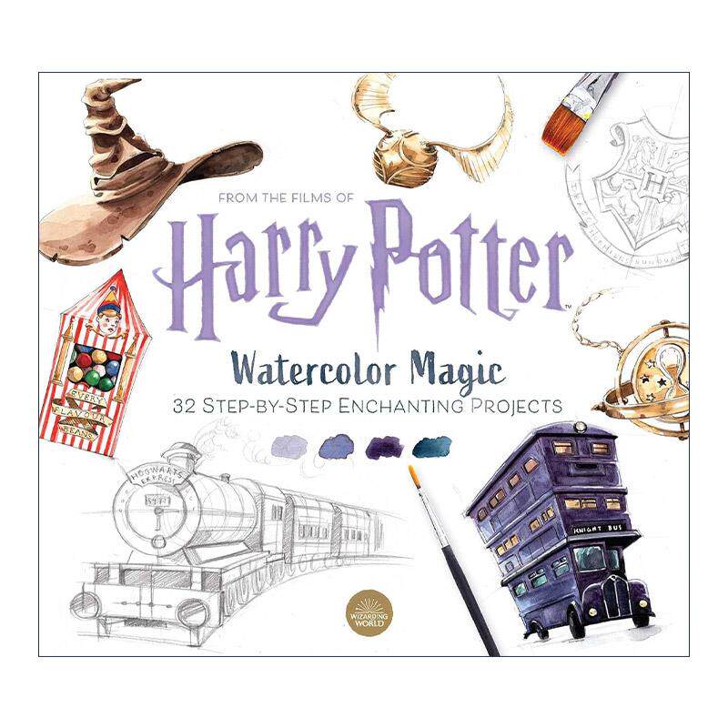 英文原版 Harry Potter Watercolor Magic 哈利波特水彩魔法 填色书 英文版 进口英语原版书籍
