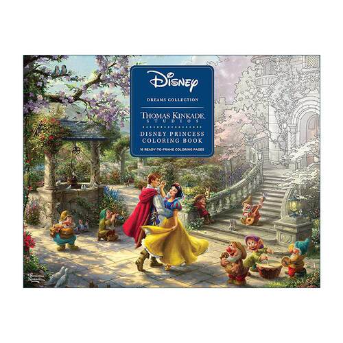 英文原版 Disney Dreams Collection Thomas Kinkade Studios Disney Princess Coloring Poster 迪士尼公主 上色书明信片 英文版