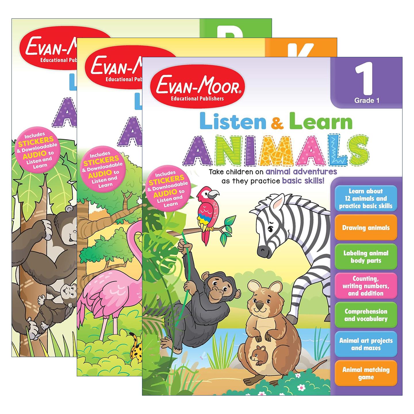 英文原版 Listen & Learn Animals 听故事学英语系列3册 动物 一年级/幼儿园大班/幼儿园小中班 英文版 进口英语原版书籍
