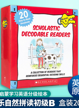 英文原版 Scholastic Decodable Readers Box Set Level B 学乐自然拼读初级盒装20册 儿童启蒙学习英语分级绘本 英文版