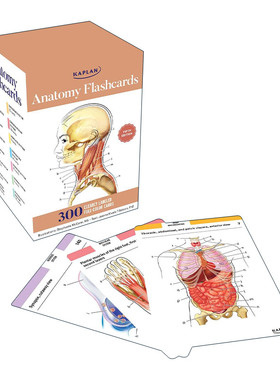 英文原版 Kaplan Anatomy Flash cards 卡普兰解剖学闪卡300张 第5版 英文版 进口英语原版书籍