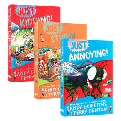 英文原版 Just Annoying/Just Kidding/Just Stupid 儿童搞笑幽默章节故事书3册 英文版 进口英语原版书籍