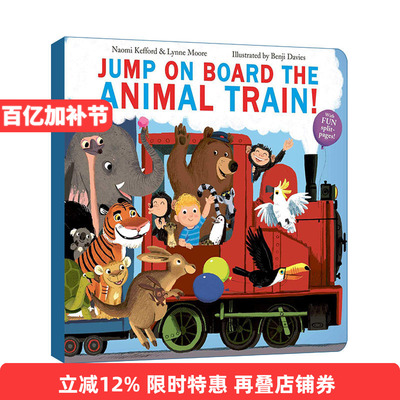 英文原版绘本 Jump On Board The Animal Train 跳上动物火车 班吉戴维斯插画 儿童绘本 精装 英文版 进口英语原版书籍