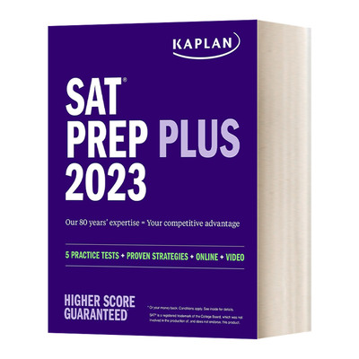 英文原版 SAT Prep Plus 2023 5 Practice Tests + Proven Strategies + Online + Video 卡普兰SAT备考2023 进口英语原版书籍