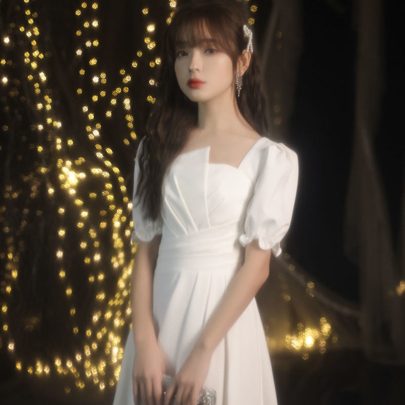 领证登记轻婚纱白色晚礼服夏季气质订婚连衣裙平时可穿小白裙法式