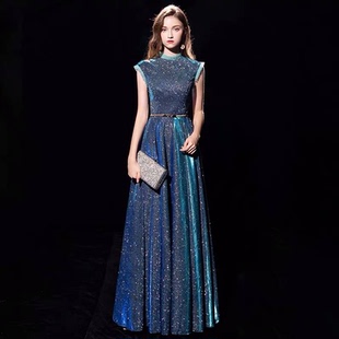 宴会主持人2025新款优雅高级感晚礼服女长裙气质名媛年会连衣裙