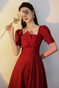 敬酒服短袖新娘结婚礼服遮肚子大码小个子回门服订婚连衣裙秋季女