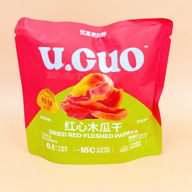 u.guo红心木瓜干木瓜水果干酸甜果脯蜜饯办公室休闲解馋小包零食