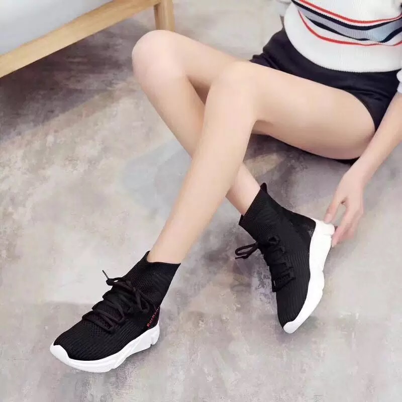 假一赔十高帮袜鞋女平底加绒保暖百搭休闲运动鞋女四季针织短靴秋冬韩版潮