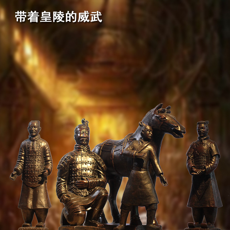 复古兵马俑秦俑大号雕塑武士勇士铠甲盔甲摆件工艺品人物主题餐厅