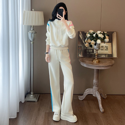 欧货运动卫衣套装女春秋季时尚减龄穿搭一整套休闲撞色拼接两件套
